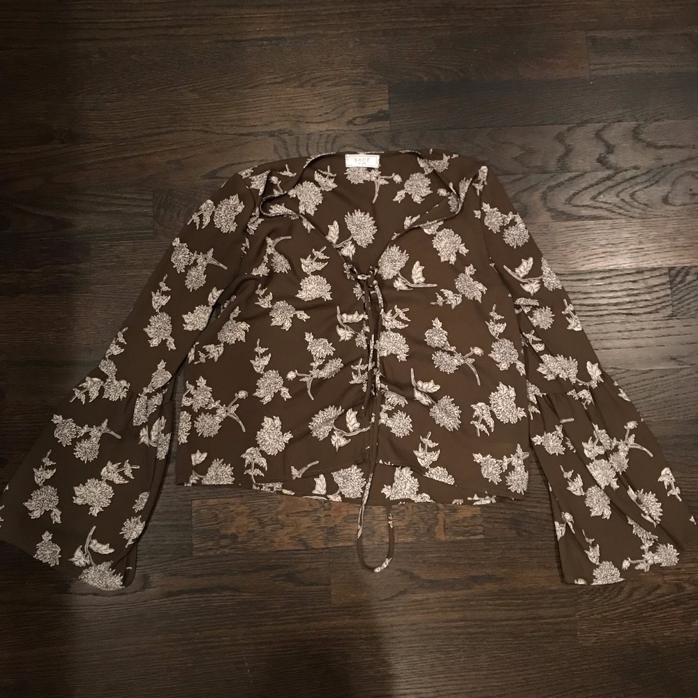 Army greenish colored blouse with bell sleeves
